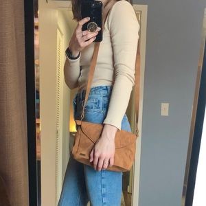 ROXY cross-body Purse faux- leather camel brown